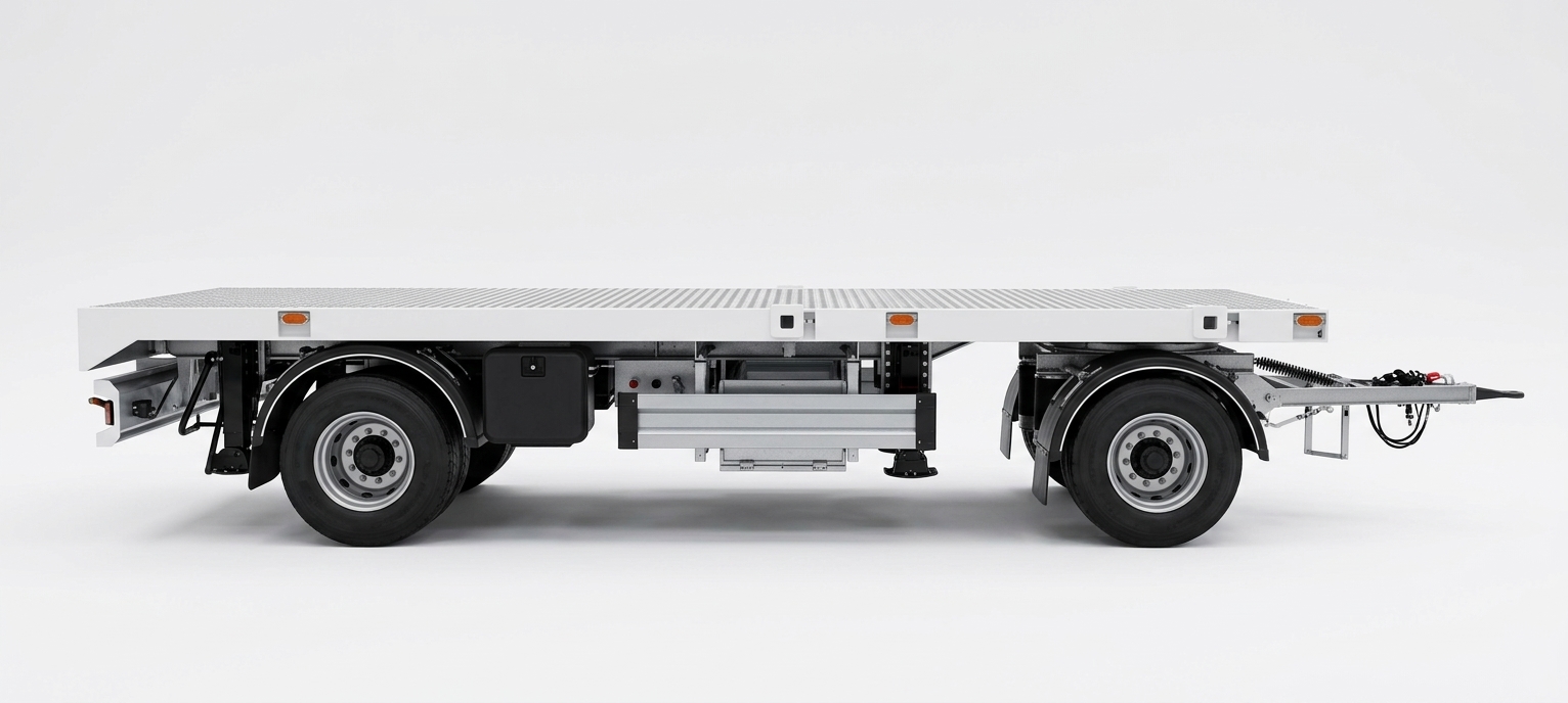18000 kg 2-Axle Turntable Flatbed Trailer (TRAX Axles, Air Suspension, WABCO EBS)
