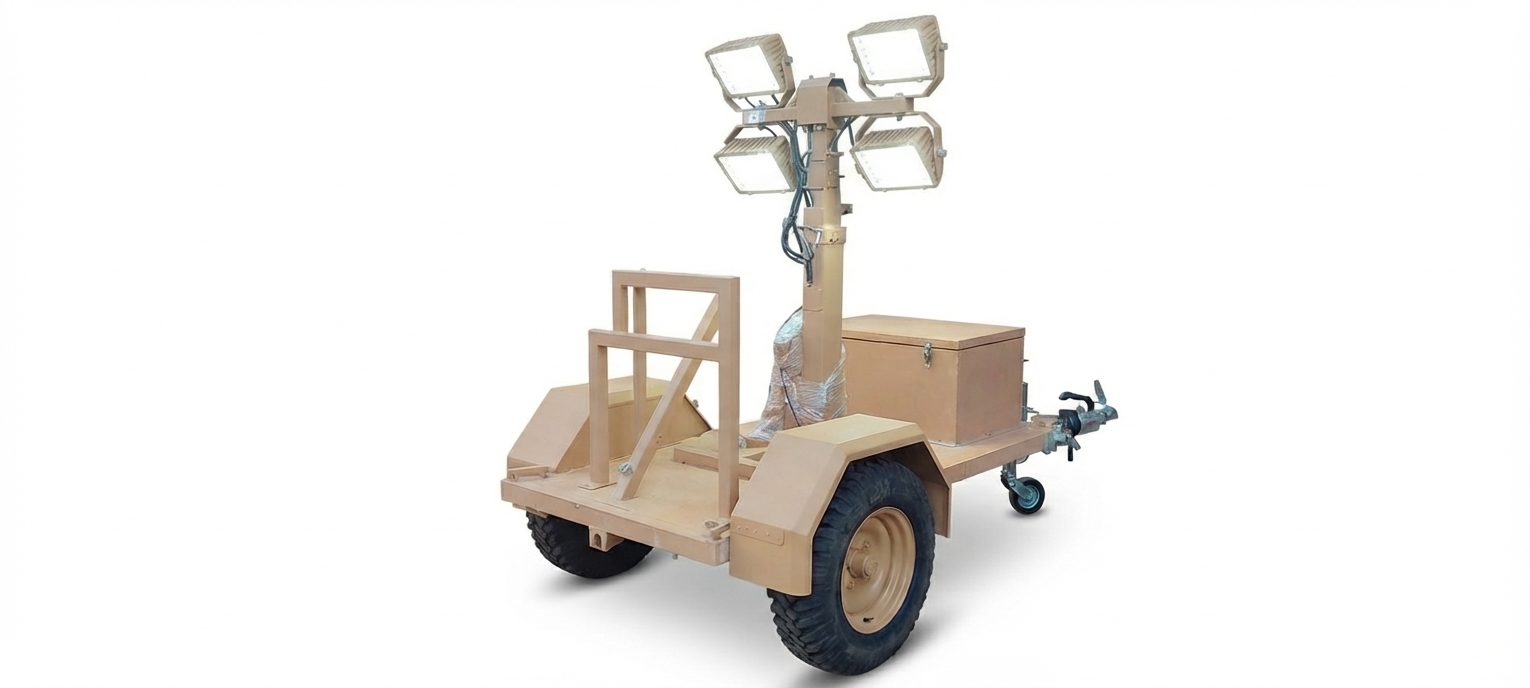 1050 kg Single Axle Central Military Light Tower Trailer (ALU Body & AT Tires)