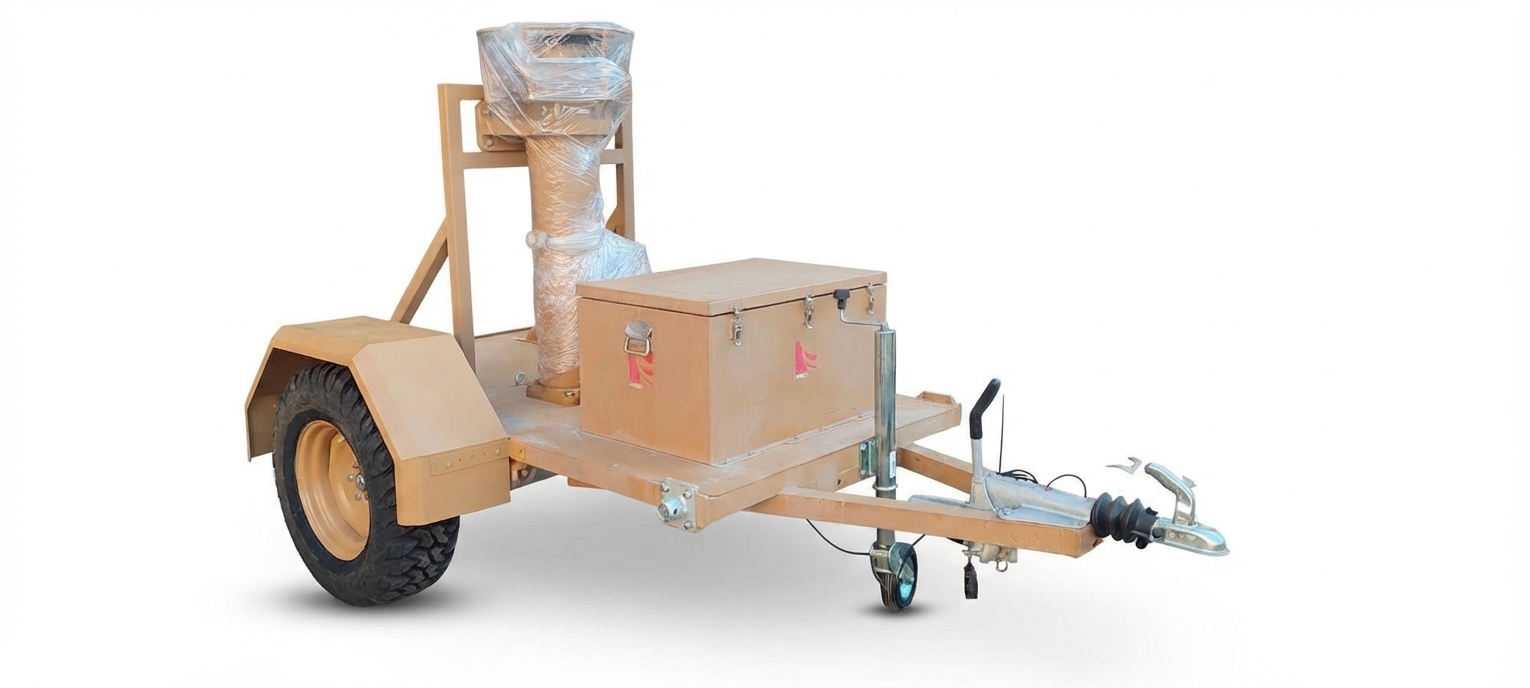 1050 kg Single Axle Central Military Light Tower Trailer (ALU Body & AT Tires)