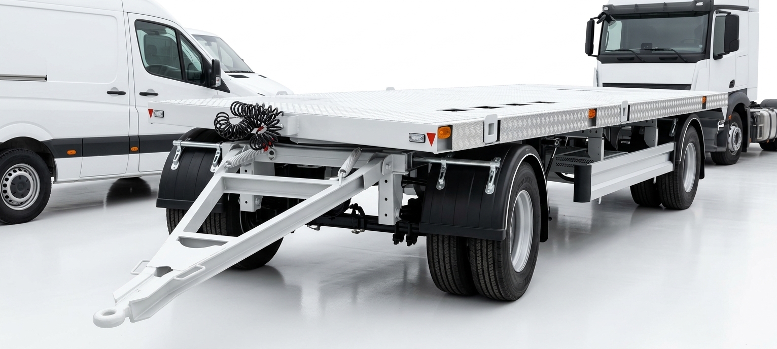 18000 kg 2-Axle Turntable Flatbed Trailer (TRAX Axles, Air Suspension, WABCO EBS)
