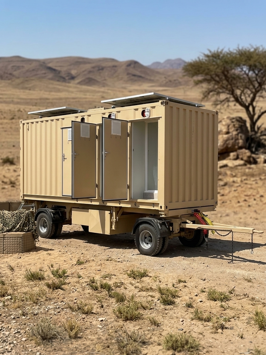 10000 kg Dual Axle Turntable 20 DC Military Toilet & Shower Container Carrier