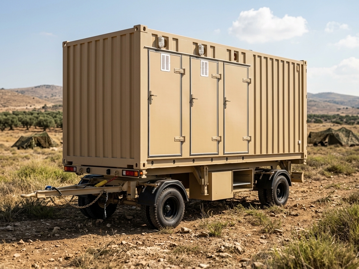 10000 kg Dual Axle Turntable 20 DC Military Toilet & Shower Container Carrier